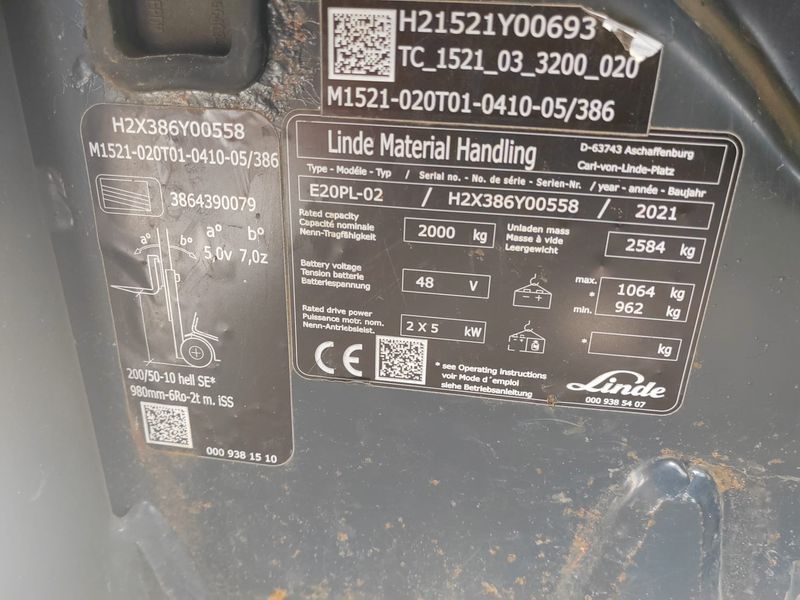 Linde E20PL-02 2021y/ 4.1m/ 2750mh &mdash; вживана складська техніка | Booster Lift